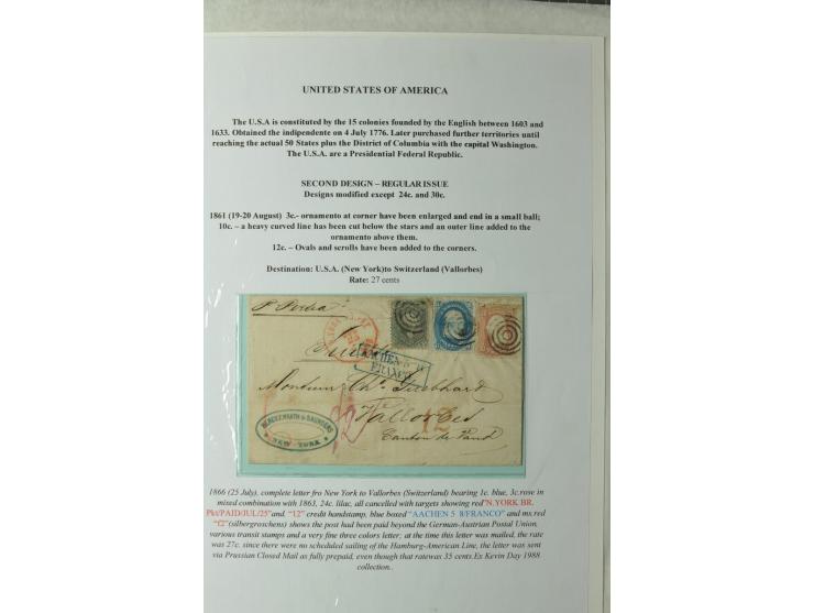1847/83, aufgezogene Sammlung von 1 unfrankiertem und 12 frankierten Briefen, dabei Mi.-Nr. 1+2 je als Einzelfrankatur, Zierb