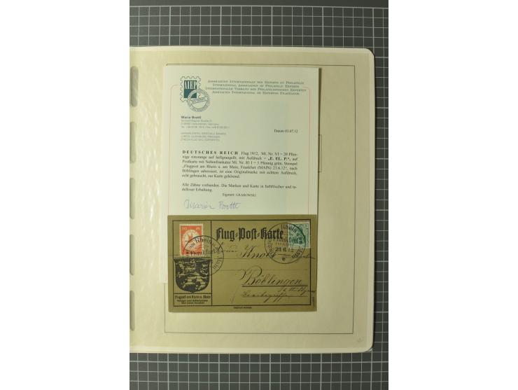 1912, Rhein/Main, postfrische, ungebrauchte und gestempelte Sammlung mit u.a. Mi.-Nr. IV und IV F ungebraucht, dazu 7 Karten 