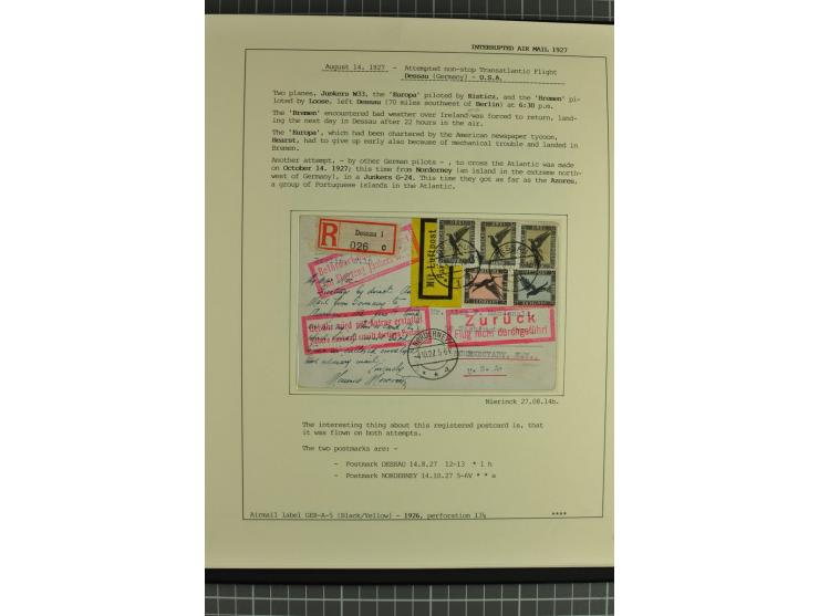 1912/35, 40 Briefe/Karten von meist Erst- und Sonderflügen incl. etwas Gebiete; sauber aufgemacht auf Albenblättern im Album