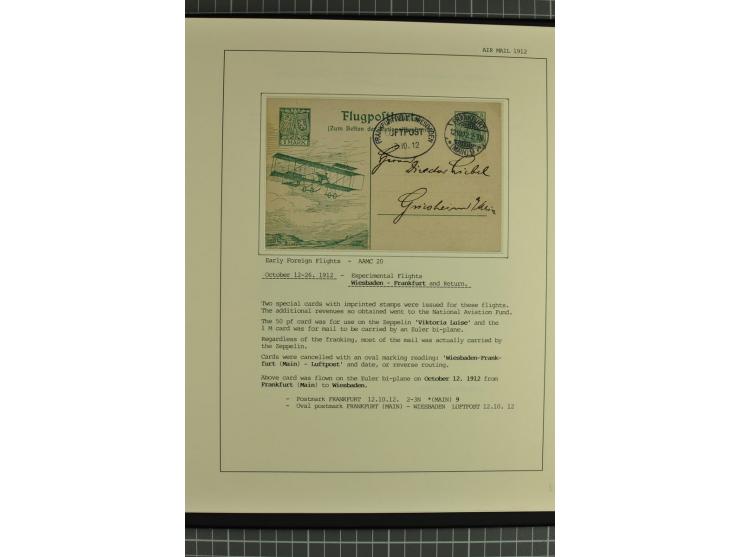 1912/35, 40 Briefe/Karten von meist Erst- und Sonderflügen incl. etwas Gebiete; sauber aufgemacht auf Albenblättern im Album
