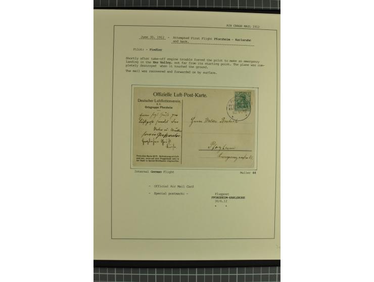 1912/35, 40 Briefe/Karten von meist Erst- und Sonderflügen incl. etwas Gebiete; sauber aufgemacht auf Albenblättern im Album