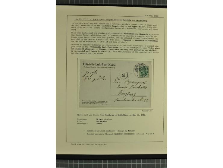 1912/35, 40 Briefe/Karten von meist Erst- und Sonderflügen incl. etwas Gebiete; sauber aufgemacht auf Albenblättern im Album