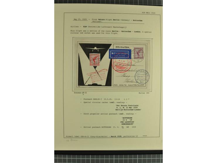 1912/35, 40 Briefe/Karten von meist Erst- und Sonderflügen incl. etwas Gebiete; sauber aufgemacht auf Albenblättern im Album