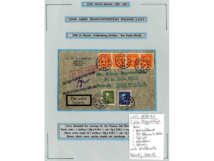 1939/41, interessante Partie von 5 besseren Lati-Briefen aus Deutsches Reich, Böhmen und Mähren, Portugal, Schweden und der S