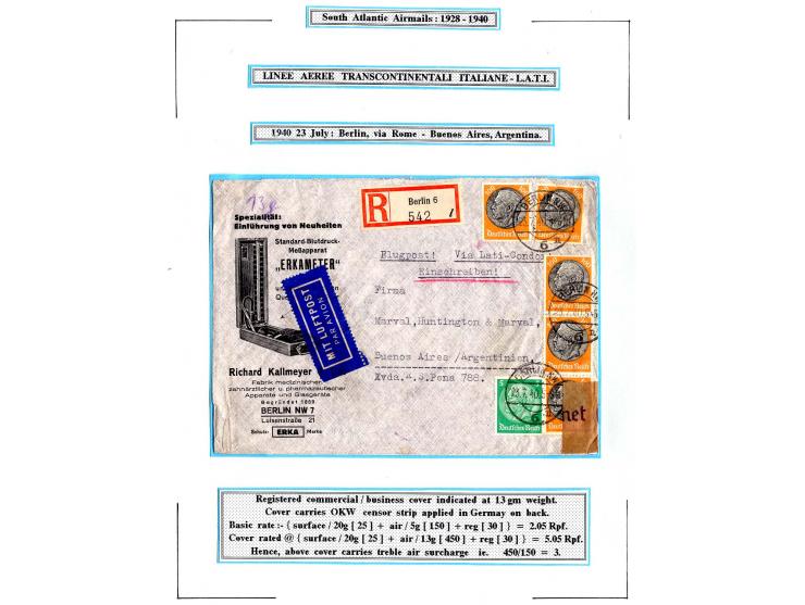 1939/41, interessante Partie von 5 besseren Lati-Briefen aus Deutsches Reich, Böhmen und Mähren, Portugal, Schweden und der S