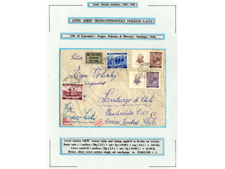 1939/41, interessante Partie von 5 besseren Lati-Briefen aus Deutsches Reich, Böhmen und Mähren, Portugal, Schweden und der S