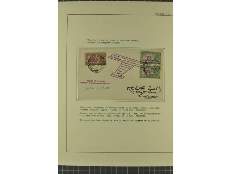 INDIEN: 1920/34, 18 Briefe/Karten, meist Erst- und Sonderflüge, dabei 3 Briefe "EARTHQUAKE EMERGENCY FLIGHT" 1934; sauber auf