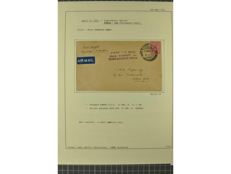 INDIEN: 1920/34, 18 Briefe/Karten, meist Erst- und Sonderflüge, dabei 3 Briefe "EARTHQUAKE EMERGENCY FLIGHT" 1934; sauber auf