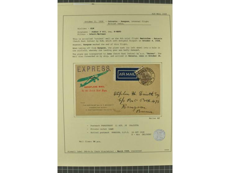 INDIEN: 1920/34, 18 Briefe/Karten, meist Erst- und Sonderflüge, dabei 3 Briefe "EARTHQUAKE EMERGENCY FLIGHT" 1934; sauber auf