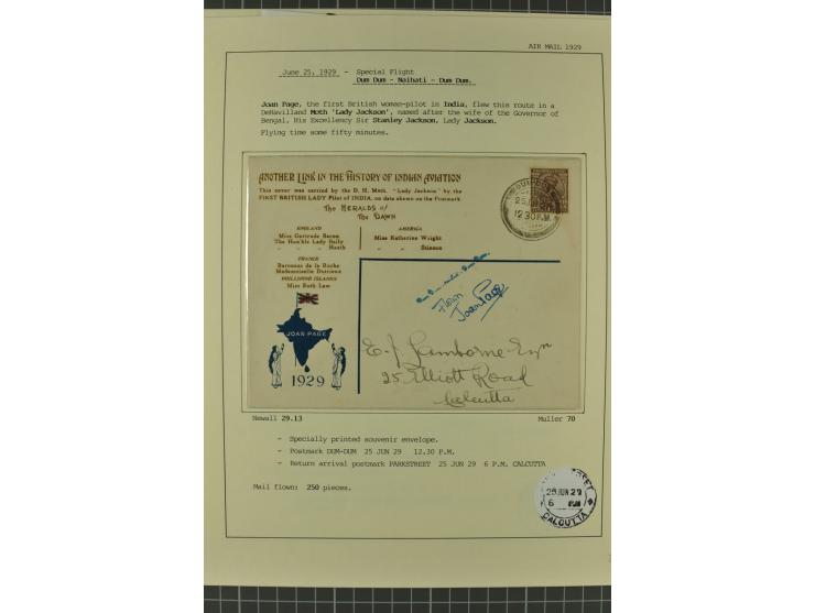 INDIEN: 1920/34, 18 Briefe/Karten, meist Erst- und Sonderflüge, dabei 3 Briefe "EARTHQUAKE EMERGENCY FLIGHT" 1934; sauber auf