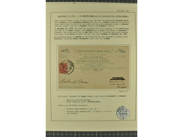 INDIEN: 1920/34, 18 Briefe/Karten, meist Erst- und Sonderflüge, dabei 3 Briefe "EARTHQUAKE EMERGENCY FLIGHT" 1934; sauber auf