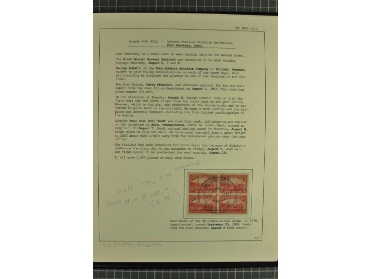 USA: 1911/28, 27 Briefe/Karten von meist Erst-, Sonder- und Demonstrationsflügen; auf ausführlich beschrifteten Albumblättern