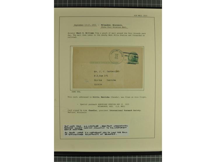 USA: 1911/28, 27 Briefe/Karten von meist Erst-, Sonder- und Demonstrationsflügen; auf ausführlich beschrifteten Albumblättern