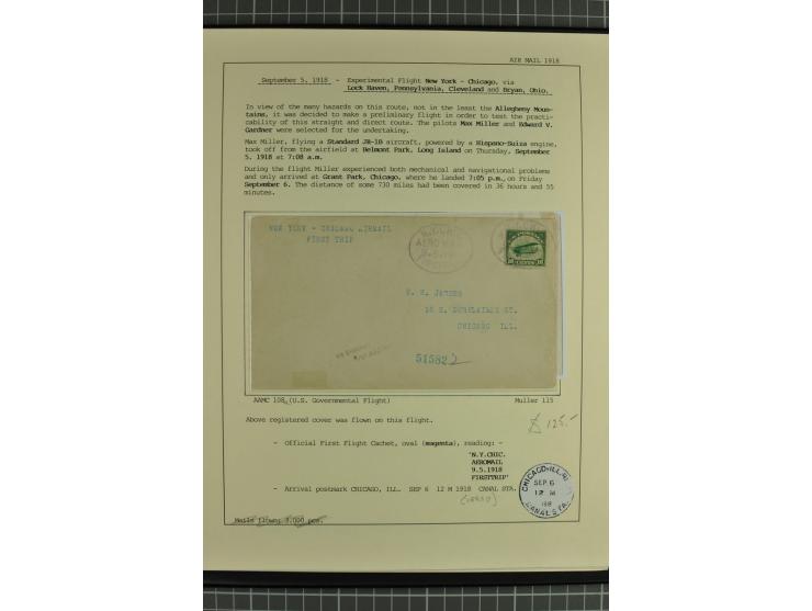 USA: 1911/28, 27 Briefe/Karten von meist Erst-, Sonder- und Demonstrationsflügen; auf ausführlich beschrifteten Albumblättern