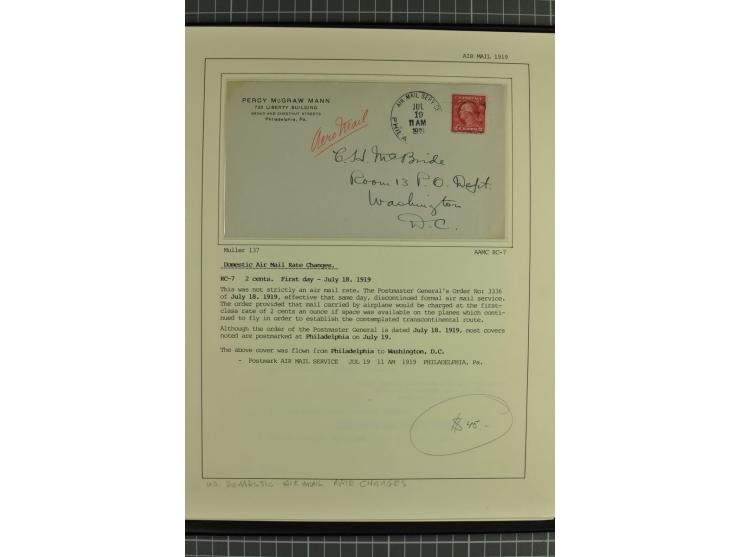 USA: 1911/28, 27 Briefe/Karten von meist Erst-, Sonder- und Demonstrationsflügen; auf ausführlich beschrifteten Albumblättern