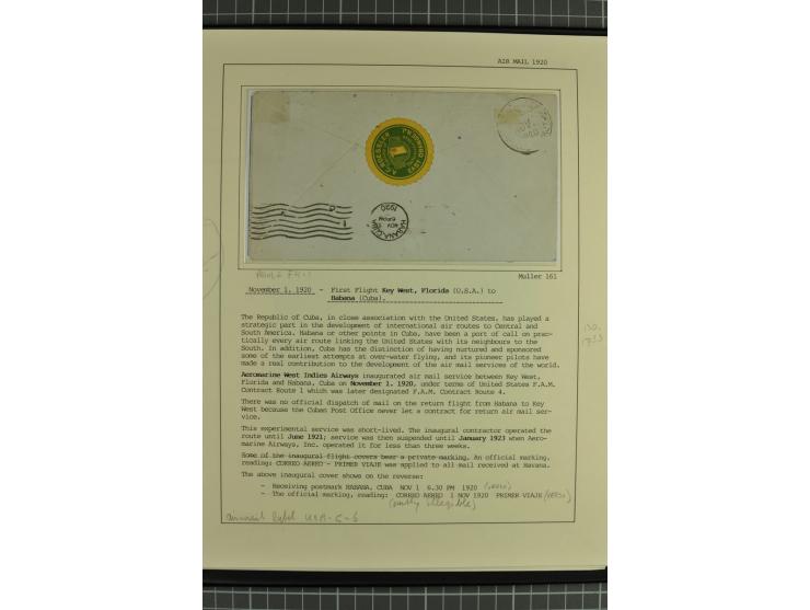 USA: 1911/28, 27 Briefe/Karten von meist Erst-, Sonder- und Demonstrationsflügen; auf ausführlich beschrifteten Albumblättern
