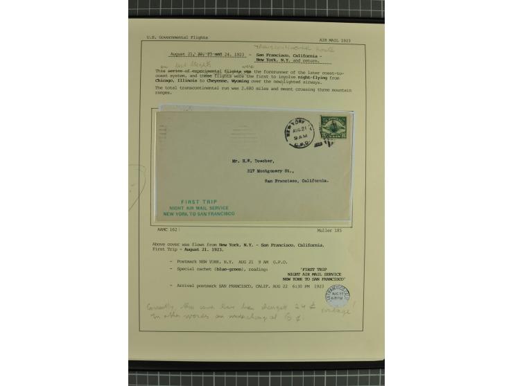 USA: 1911/28, 27 Briefe/Karten von meist Erst-, Sonder- und Demonstrationsflügen; auf ausführlich beschrifteten Albumblättern