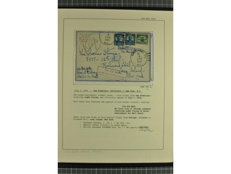 USA: 1911/28, 27 Briefe/Karten von meist Erst-, Sonder- und Demonstrationsflügen; auf ausführlich beschrifteten Albumblättern