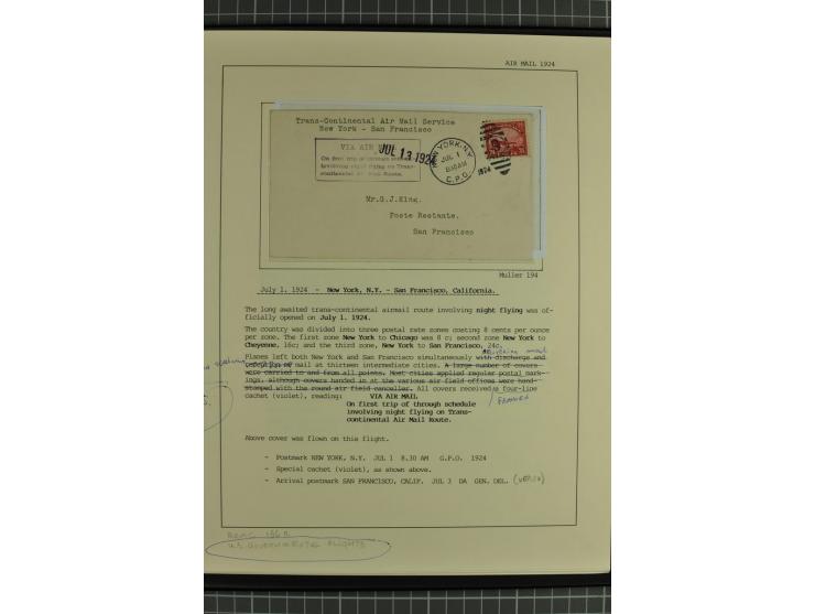 USA: 1911/28, 27 Briefe/Karten von meist Erst-, Sonder- und Demonstrationsflügen; auf ausführlich beschrifteten Albumblättern