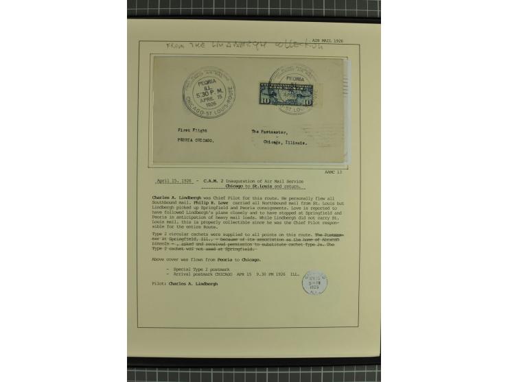 USA: 1911/28, 27 Briefe/Karten von meist Erst-, Sonder- und Demonstrationsflügen; auf ausführlich beschrifteten Albumblättern