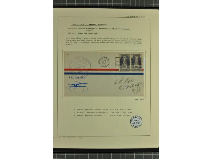 USA: 1911/28, 27 Briefe/Karten von meist Erst-, Sonder- und Demonstrationsflügen; auf ausführlich beschrifteten Albumblättern