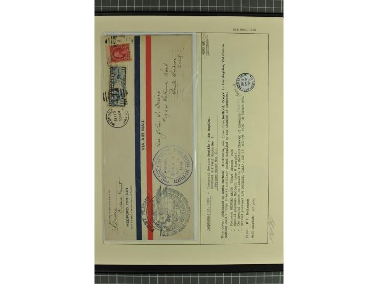 USA: 1911/28, 27 Briefe/Karten von meist Erst-, Sonder- und Demonstrationsflügen; auf ausführlich beschrifteten Albumblättern