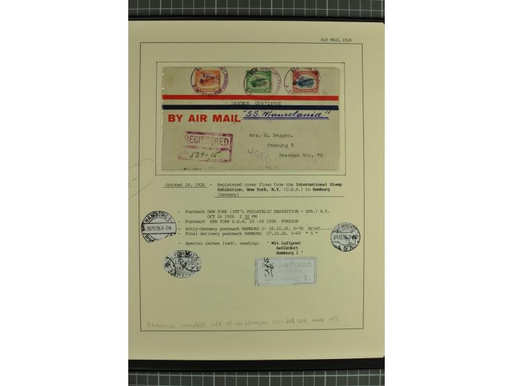 USA: 1911/28, 27 Briefe/Karten von meist Erst-, Sonder- und Demonstrationsflügen; auf ausführlich beschrifteten Albumblättern