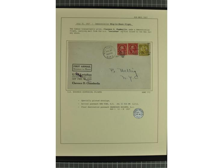 USA: 1911/28, 27 Briefe/Karten von meist Erst-, Sonder- und Demonstrationsflügen; auf ausführlich beschrifteten Albumblättern