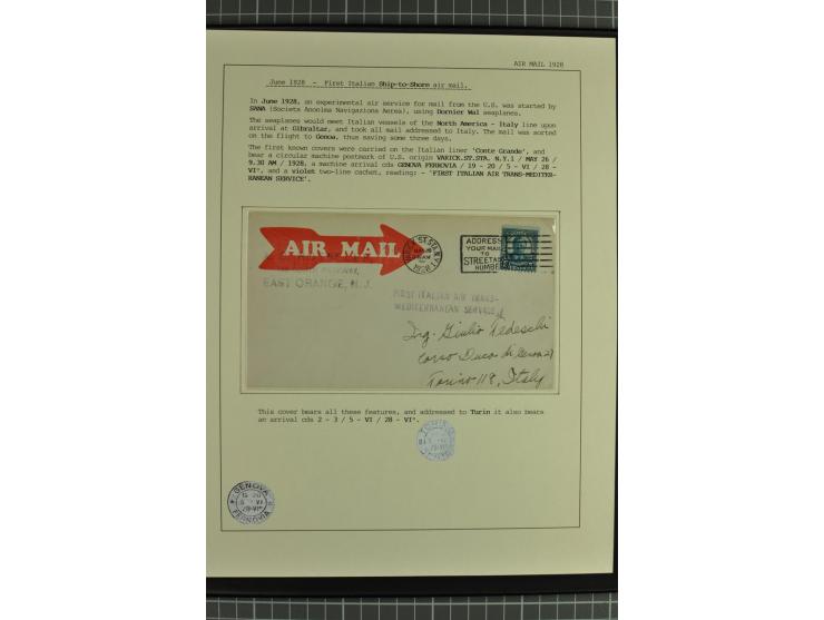 USA: 1911/28, 27 Briefe/Karten von meist Erst-, Sonder- und Demonstrationsflügen; auf ausführlich beschrifteten Albumblättern