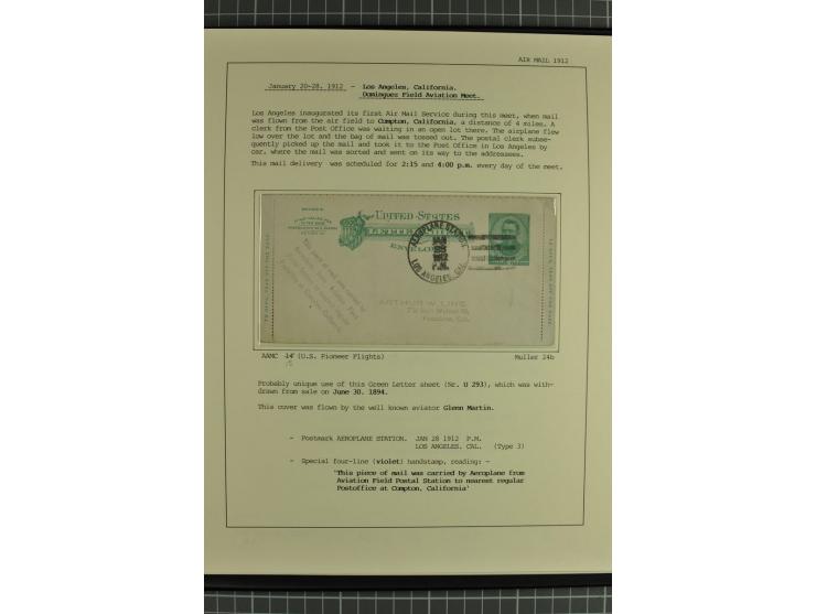 USA: 1911/28, 27 Briefe/Karten von meist Erst-, Sonder- und Demonstrationsflügen; auf ausführlich beschrifteten Albumblättern
