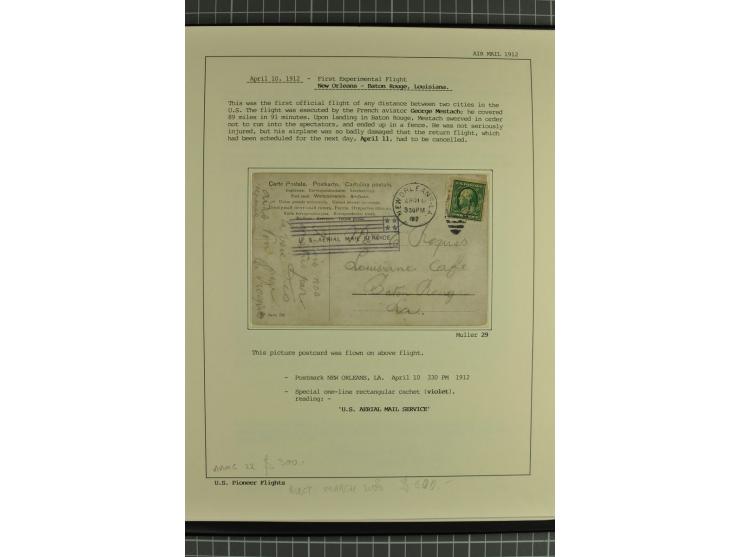 USA: 1911/28, 27 Briefe/Karten von meist Erst-, Sonder- und Demonstrationsflügen; auf ausführlich beschrifteten Albumblättern
