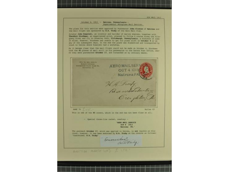 USA: 1911/28, 27 Briefe/Karten von meist Erst-, Sonder- und Demonstrationsflügen; auf ausführlich beschrifteten Albumblättern