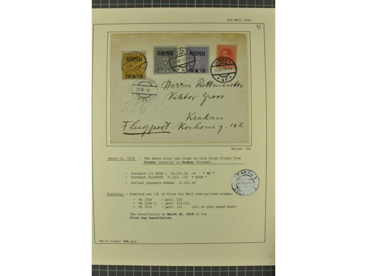 1912/36, 33 Briefe/Karten, meist Erst- und Sonderflüge von u.a. Österreich und Ungarn; sauber aufgemacht auf beschrifteten Al