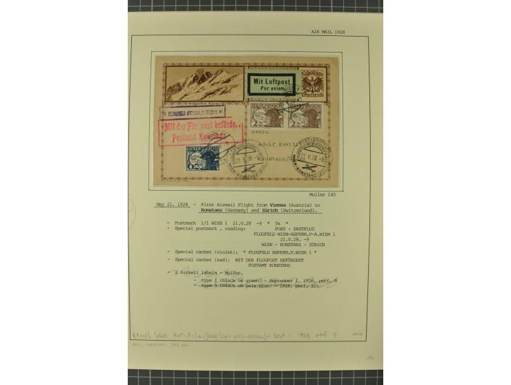 1912/36, 33 Briefe/Karten, meist Erst- und Sonderflüge von u.a. Österreich und Ungarn; sauber aufgemacht auf beschrifteten Al