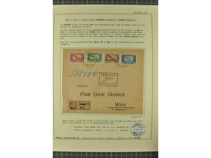 1912/36, 33 Briefe/Karten, meist Erst- und Sonderflüge von u.a. Österreich und Ungarn; sauber aufgemacht auf beschrifteten Al