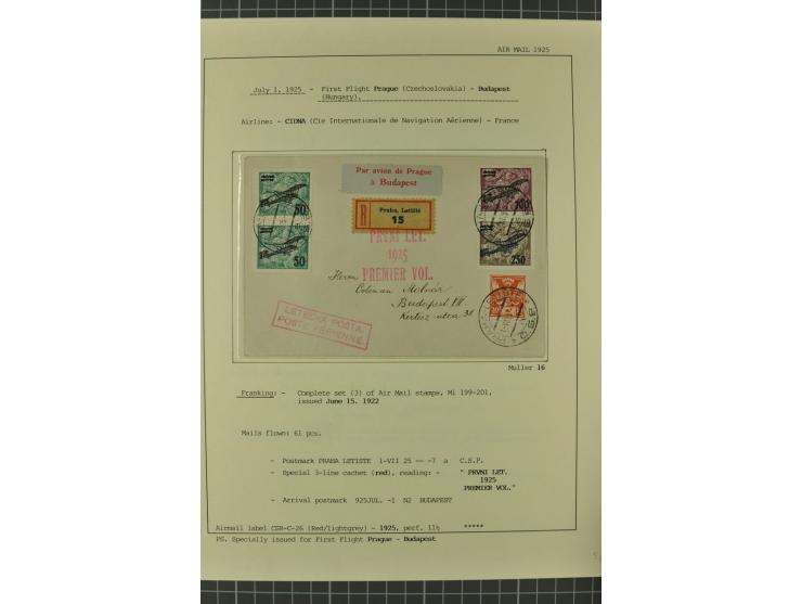 1912/36, 33 Briefe/Karten, meist Erst- und Sonderflüge von u.a. Österreich und Ungarn; sauber aufgemacht auf beschrifteten Al