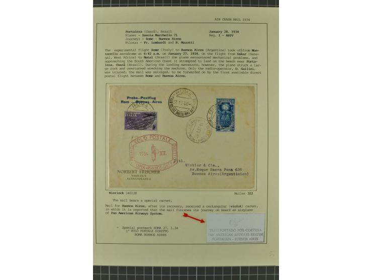 1912/36, 33 Briefe/Karten, meist Erst- und Sonderflüge von u.a. Österreich und Ungarn; sauber aufgemacht auf beschrifteten Al