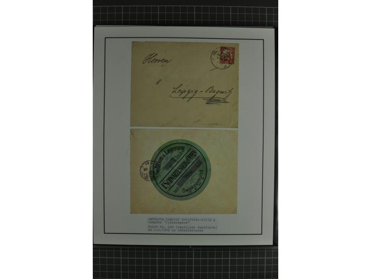1888/1916, ausstellungsmäßig aufgemachte Sammlung mit 52 Karten und Briefen sowie 22 Briefstücken, dabei viel Auslandspostämt
