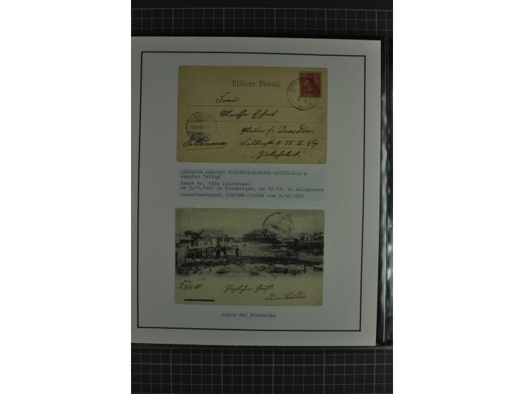 1888/1916, ausstellungsmäßig aufgemachte Sammlung mit 52 Karten und Briefen sowie 22 Briefstücken, dabei viel Auslandspostämt
