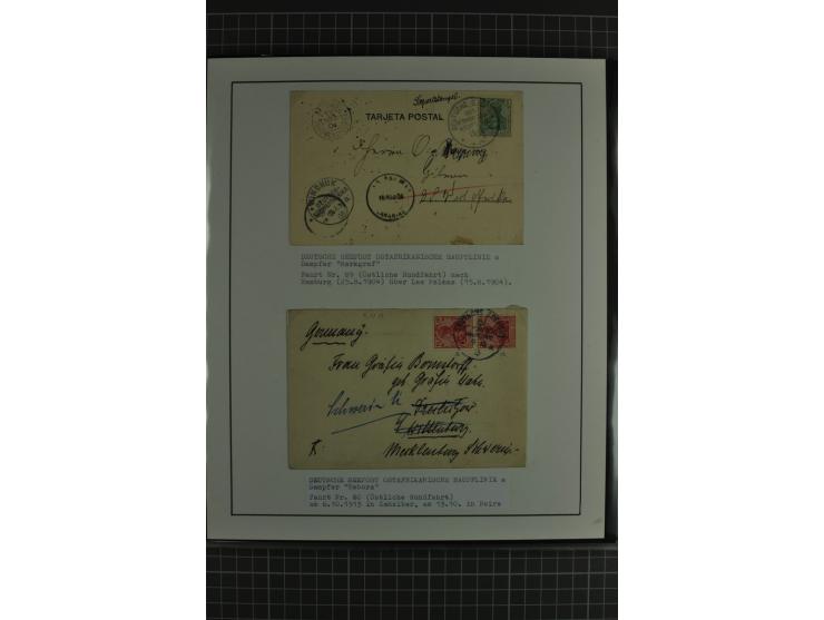 1888/1916, ausstellungsmäßig aufgemachte Sammlung mit 52 Karten und Briefen sowie 22 Briefstücken, dabei viel Auslandspostämt