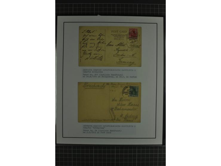1888/1916, ausstellungsmäßig aufgemachte Sammlung mit 52 Karten und Briefen sowie 22 Briefstücken, dabei viel Auslandspostämt