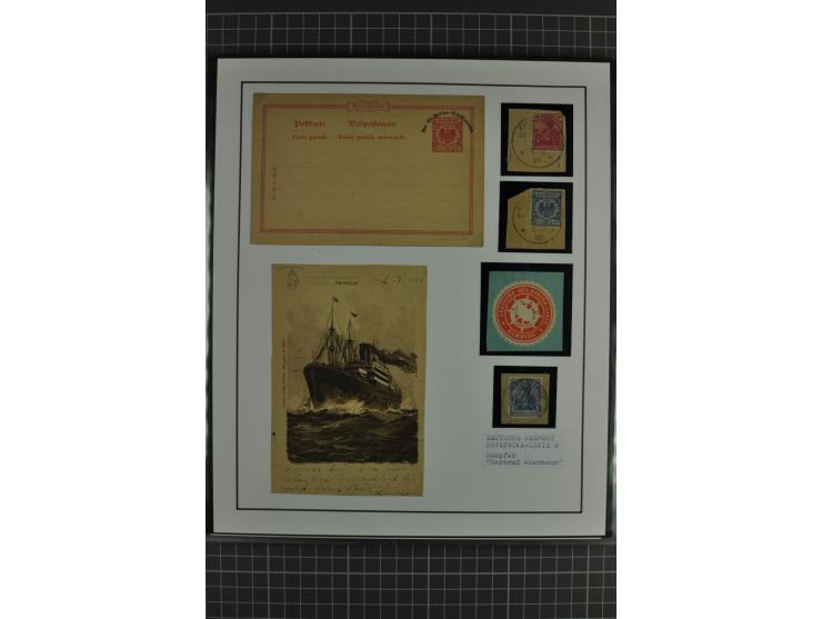 1888/1916, ausstellungsmäßig aufgemachte Sammlung mit 52 Karten und Briefen sowie 22 Briefstücken, dabei viel Auslandspostämt