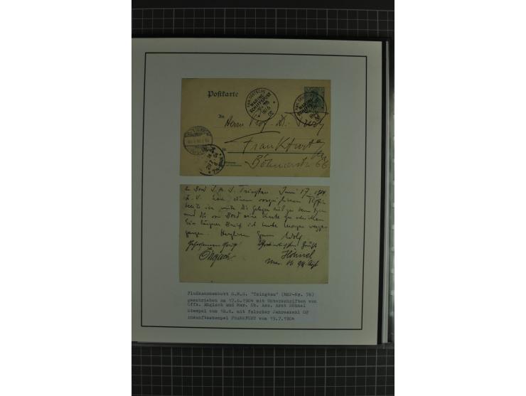 1888/1916, ausstellungsmäßig aufgemachte Sammlung mit 52 Karten und Briefen sowie 22 Briefstücken, dabei viel Auslandspostämt