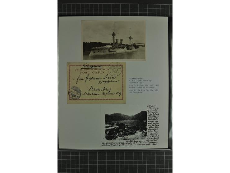 1888/1916, ausstellungsmäßig aufgemachte Sammlung mit 52 Karten und Briefen sowie 22 Briefstücken, dabei viel Auslandspostämt