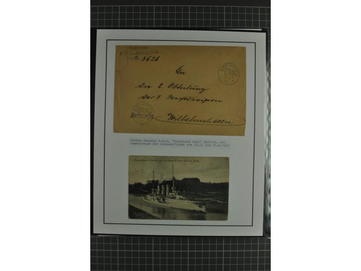 1888/1916, ausstellungsmäßig aufgemachte Sammlung mit 52 Karten und Briefen sowie 22 Briefstücken, dabei viel Auslandspostämt