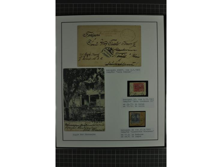 1888/1916, ausstellungsmäßig aufgemachte Sammlung mit 52 Karten und Briefen sowie 22 Briefstücken, dabei viel Auslandspostämt
