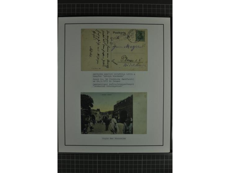 1888/1916, ausstellungsmäßig aufgemachte Sammlung mit 52 Karten und Briefen sowie 22 Briefstücken, dabei viel Auslandspostämt