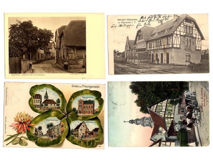 ANSICHTSKARTEN: FRANKFURT/MAIN: 1908/20 (ca.), 3 Ansichtskarten (davon 2 farbig und gebraucht) von Oberrad, Preungesheim und 