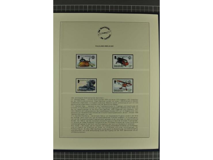 GESCHICHTE DER LUFTFAHRT: 1978/83 (ca.), 75 Jahre Motorflug, Sammlung mit über 400 Marken, 30 Blocks und 16 Belegen in 2 illu