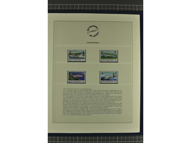 GESCHICHTE DER LUFTFAHRT: 1978/83 (ca.), 75 Jahre Motorflug, Sammlung mit über 400 Marken, 30 Blocks und 16 Belegen in 2 illu